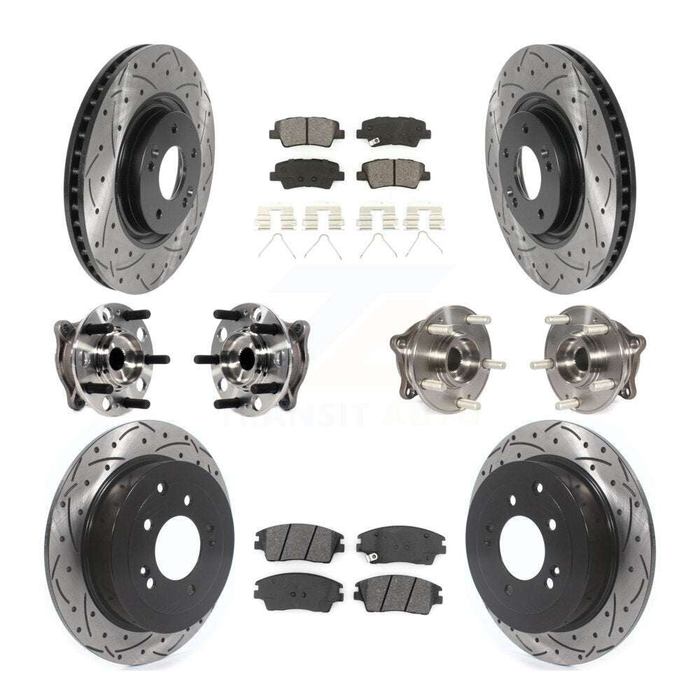 Kit de rotor et de plaquettes de frein à disque revêtus de roulement de moyeu avant et arrière (10 pièces) pour Kia Sportag
