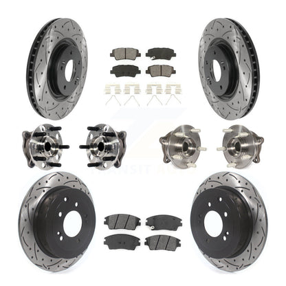 Kit de rotor et de plaquettes de frein à disque revêtus de roulement de moyeu avant et arrière (10 pièces) pour Kia Sportag
