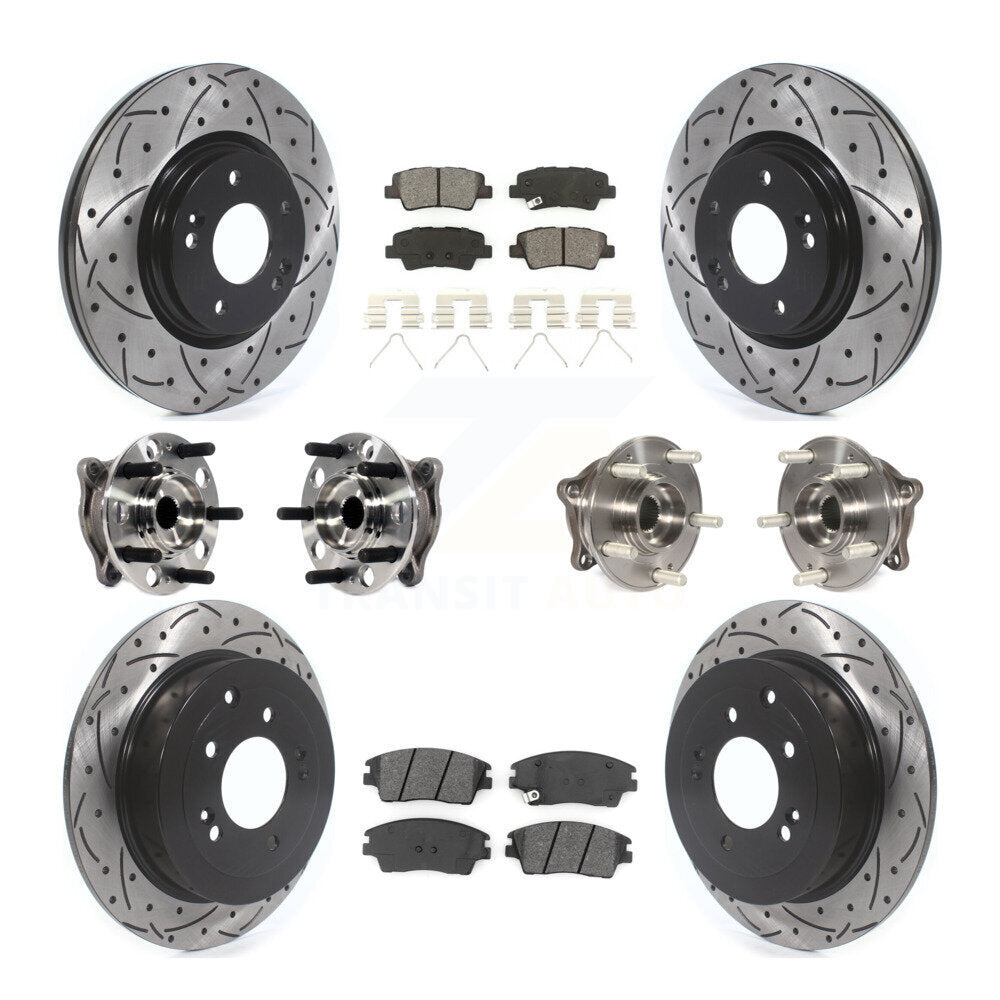 Kit de plaquettes de rotor de frein enduites de roulement de moyeu avant et arrière (10 pièces) pour Hyundai Tucson Ki