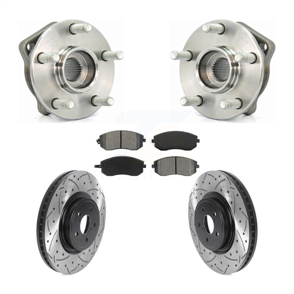 Ensemble de roulements de moyeu avant, fente de perçage, Kit de plaquettes de Rotor de frein pour Subaru Legac