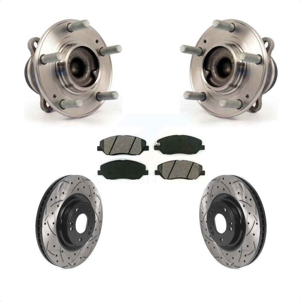Kit de plaquettes de Rotor de frein, roulement de moyeu avant, fente percée, pour Hyundai Genesis 2012 3.8