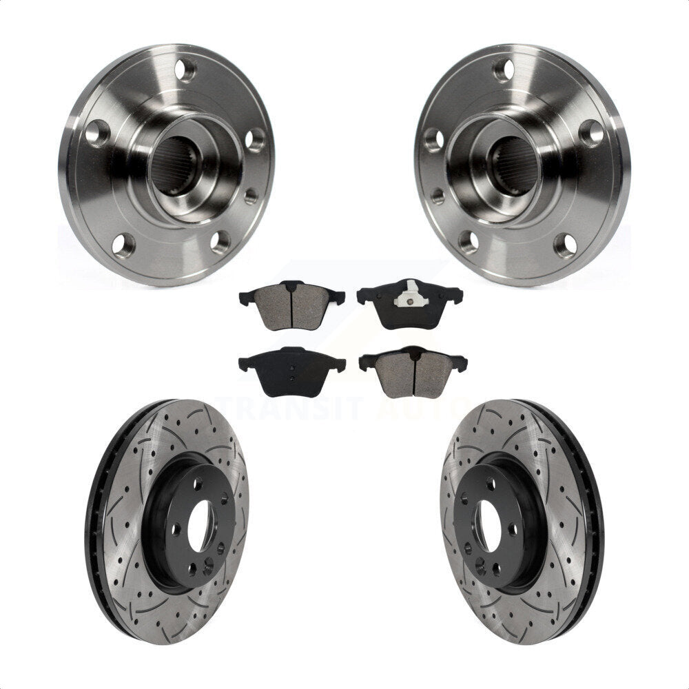Ensemble de roulement de moyeu avant, Kit de plaquettes de Rotor de frein à fente percée enduite pour Volvo V7