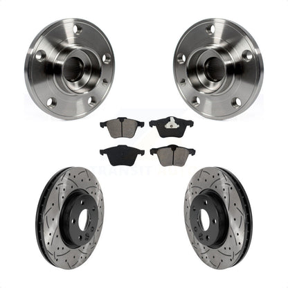 Ensemble de roulement de moyeu avant, Kit de plaquettes de Rotor de frein à fente percée enduite pour Volvo V7