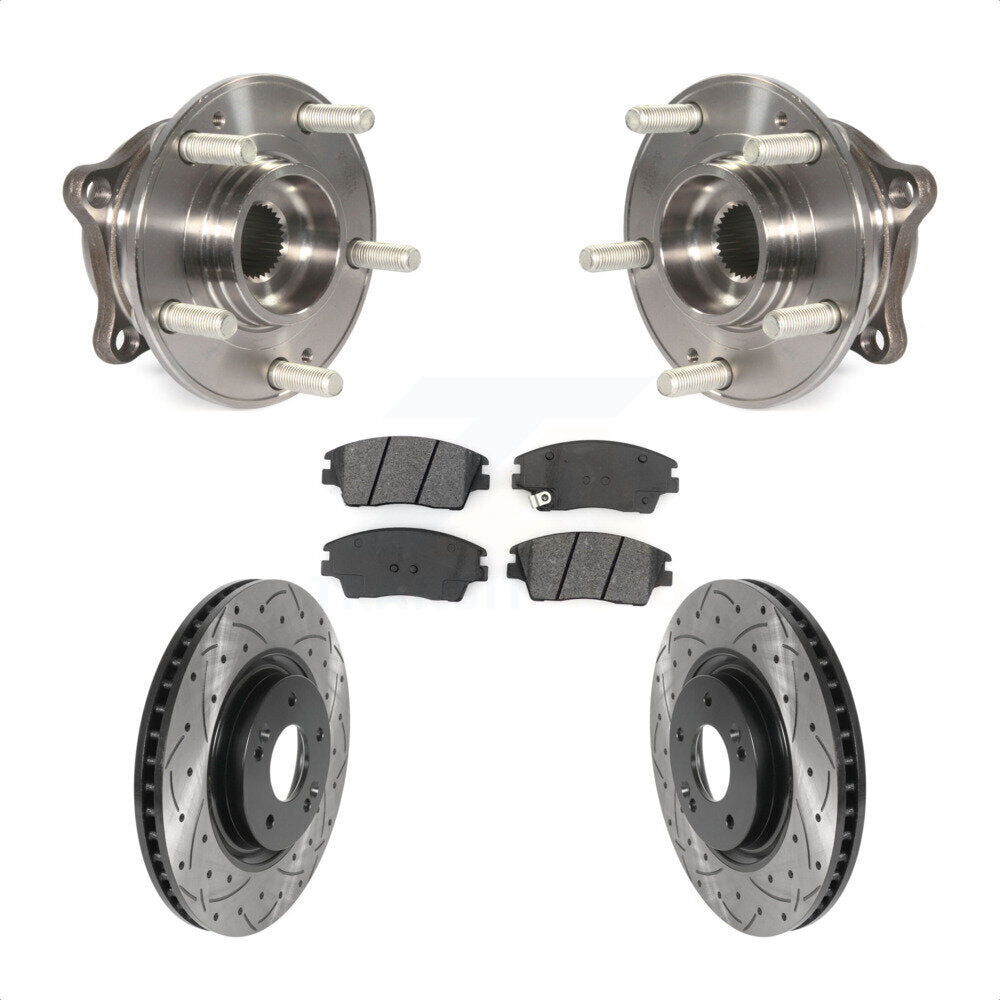 Kit de plaquettes de Rotor de frein, ensemble de roulements de moyeu avant, fente de perçage, pour Kia Sportag