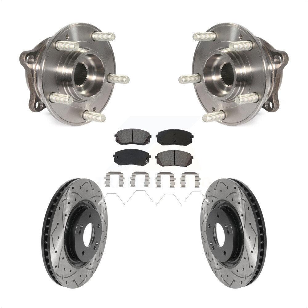 Kit de plaquettes de Rotor de frein, roulement de moyeu avant, fente percée, pour Hyundai Sonata Kia Optim