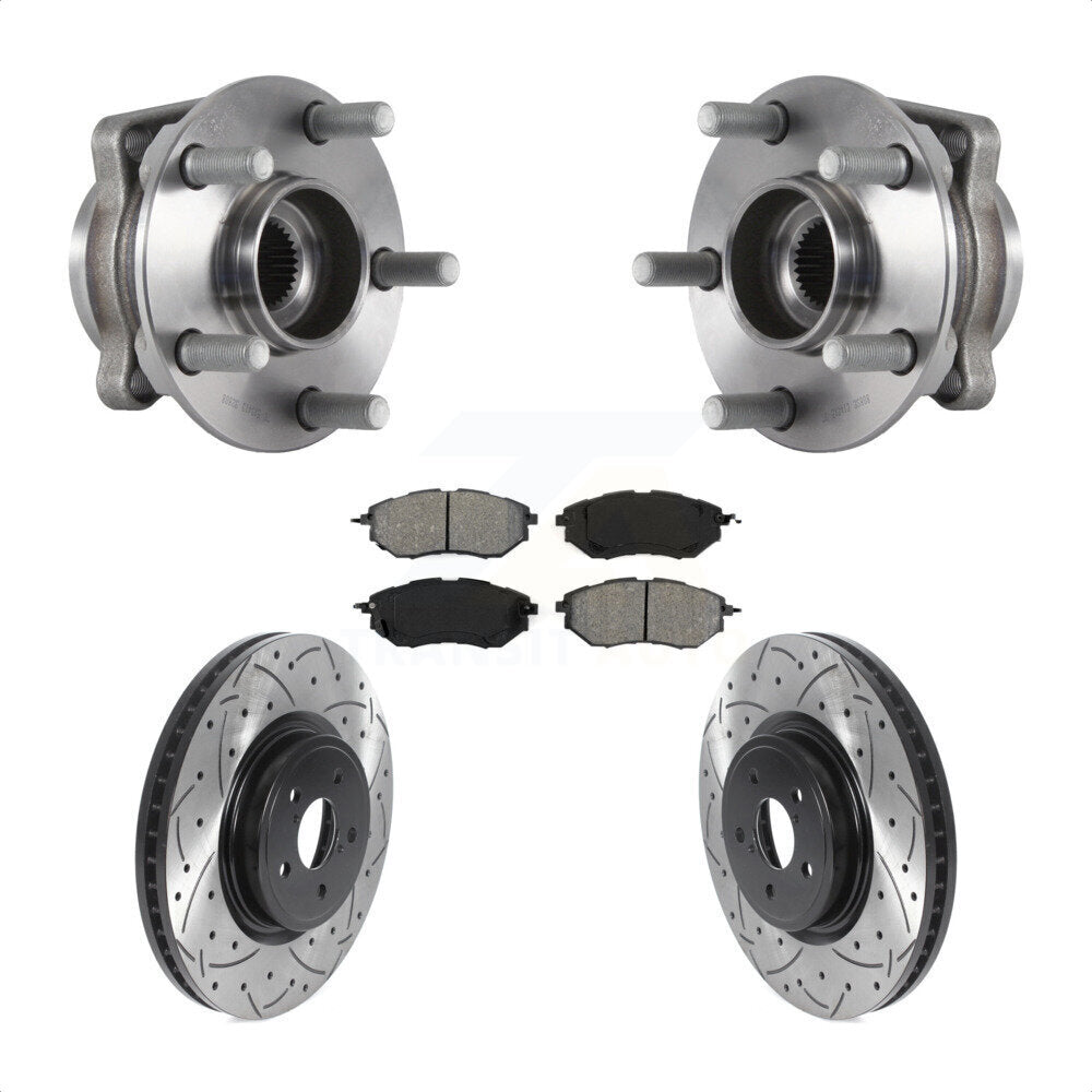 Kit de plaquettes de Rotor de frein, roulement de moyeu avant, fente de perçage revêtue, pour Subaru Forester 2.0