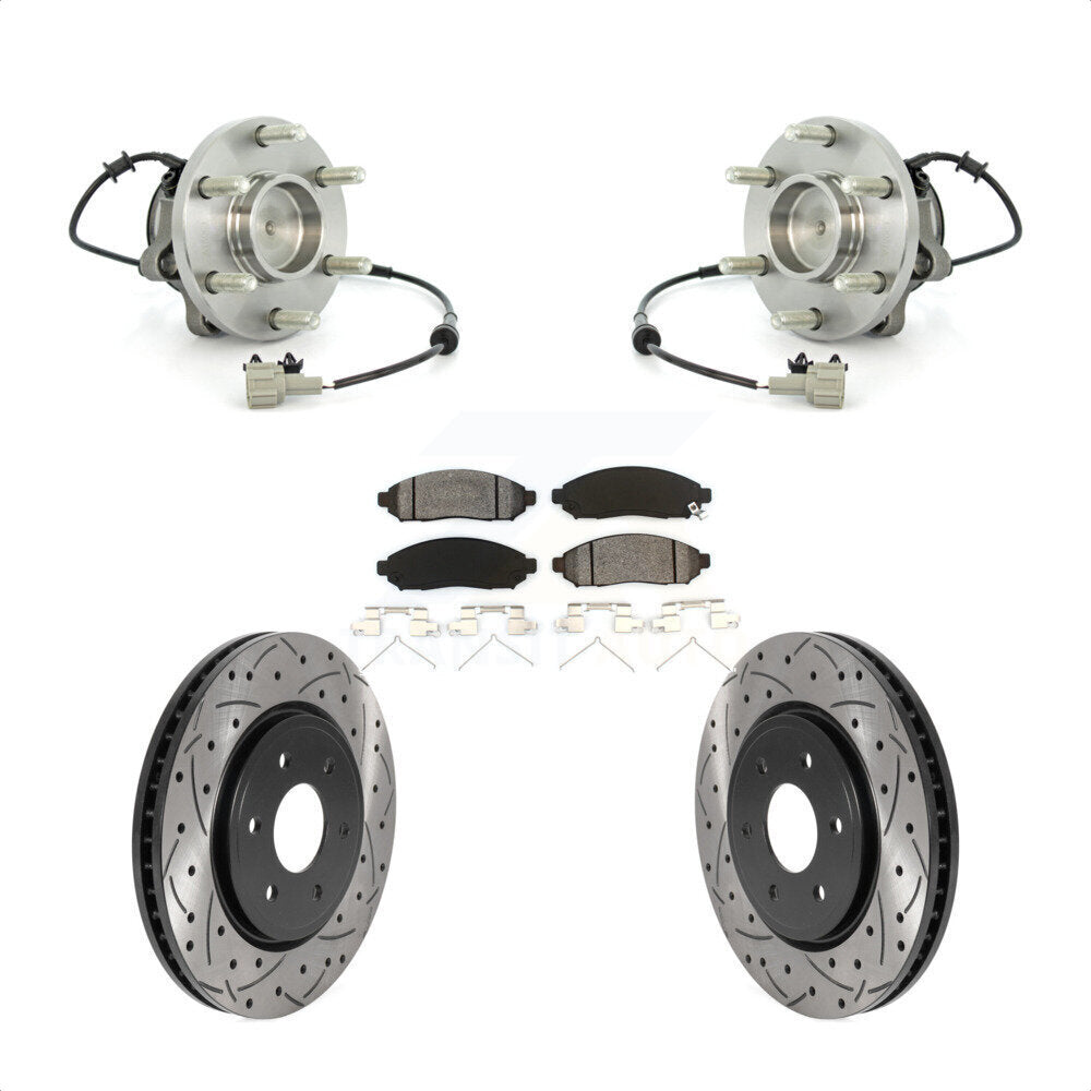 Kit de plaquettes de Rotor de frein, roulement de moyeu avant, fente de perçage, pour Nissan Frontier Pathfinde