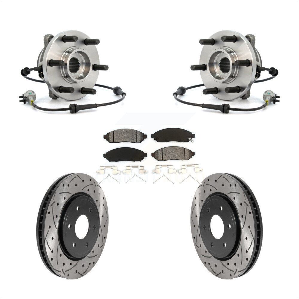 Kit de plaquettes de Rotor de frein, roulement de moyeu avant, fente de perçage, pour Nissan Frontier Pathfinde