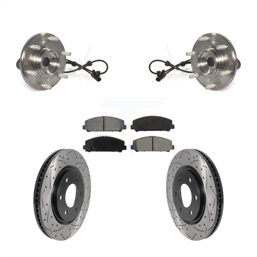 Kit de plaquettes de Rotor de frein, roulement de moyeu avant, fente de perçage revêtue, pour Nissan TITAN Armad