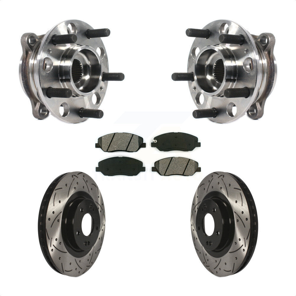 Kit de plaquettes de Rotor de frein, roulement de moyeu avant, fente percée, pour Hyundai Santa Fe XL 3.3