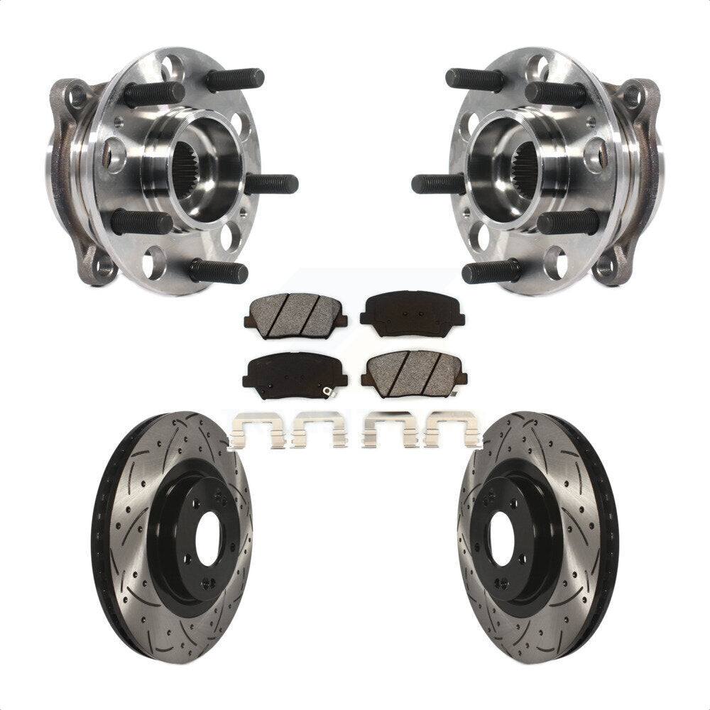 Kit de plaquettes de Rotor de frein, roulement de moyeu avant, fente de perçage, pour Hyundai Santa Fe Spor