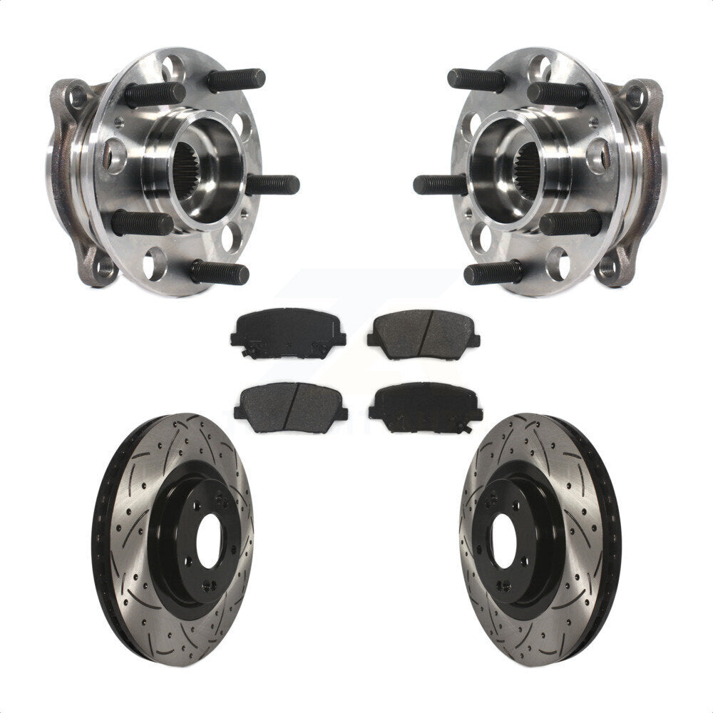 Kit de plaquettes de Rotor de frein, roulement de moyeu avant, fente percée, pour Kia Sorento Hyundai Sant