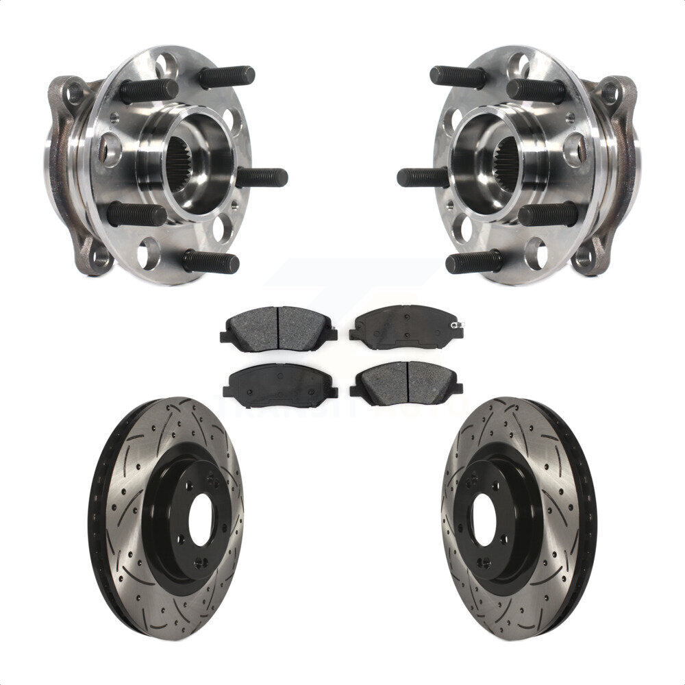 Kit de plaquettes de Rotor de frein, roulement de moyeu avant, fente de perçage revêtue, pour Hyundai Santa Fe X