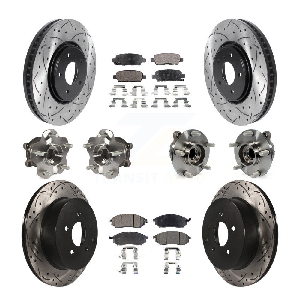 Kit de plaquettes de rotor de frein enduites de roulement de moyeu avant et arrière (10 pièces) pour INFINITI FX35 FX3