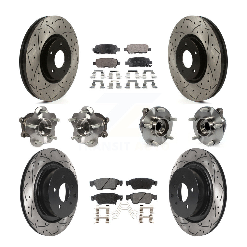 Kit de rotors et plaquettes de frein revêtus de roulement de moyeu avant et arrière (10 pièces) pour INFINITI G35 Q6