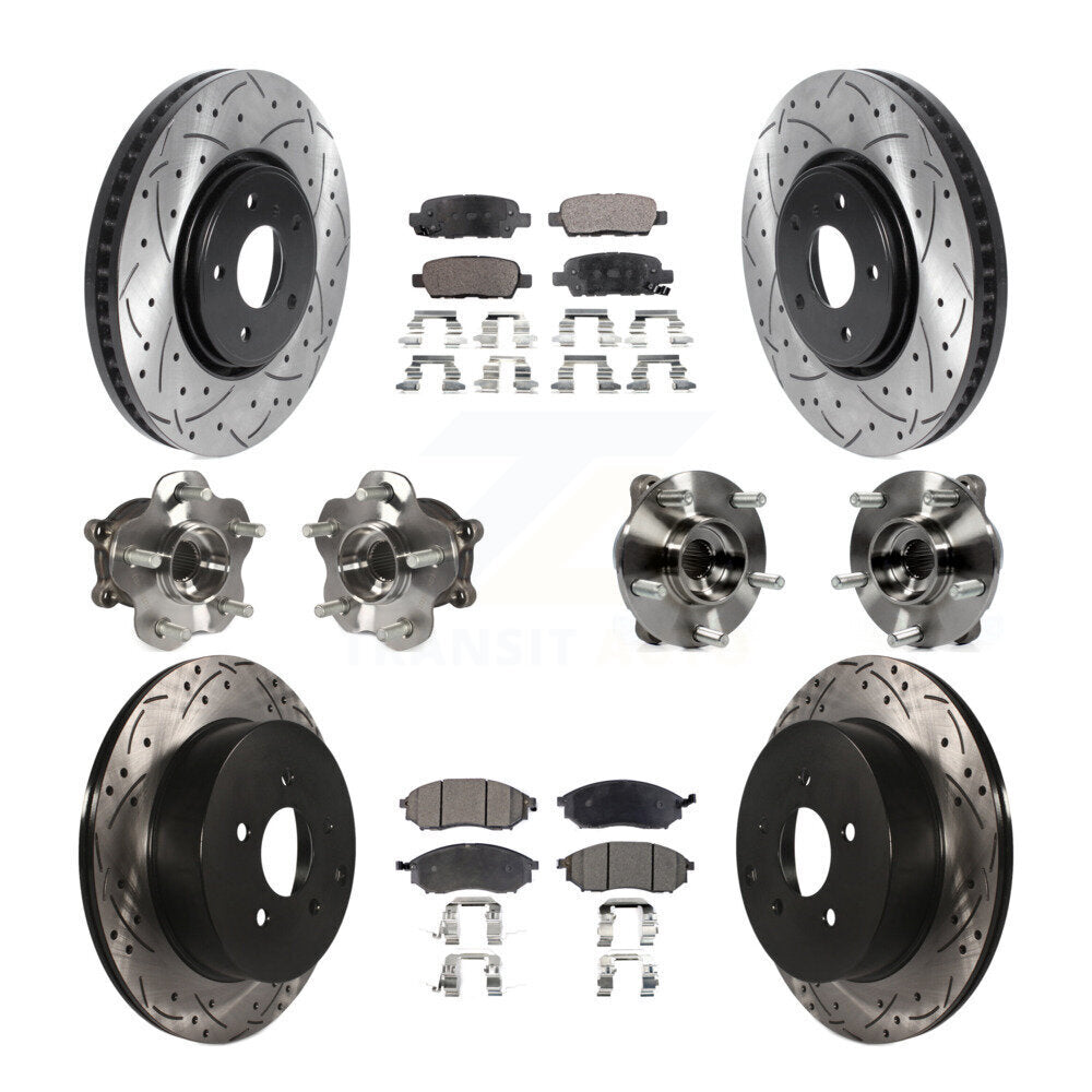Kit de plaquettes de rotor de frein enduites de roulement de moyeu avant et arrière (10 pièces) pour INFINITI FX35 FX3