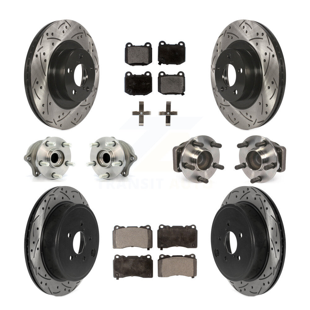 Kit de rotors et plaquettes de frein à disque revêtus de roulement de moyeu avant et arrière (10 pièces) pour Toyota 8
