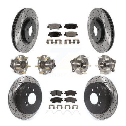 Kit de rotor et de plaquettes de frein à disque revêtus de roulement de moyeu avant et arrière (10 pièces) pour Kia Sportag
