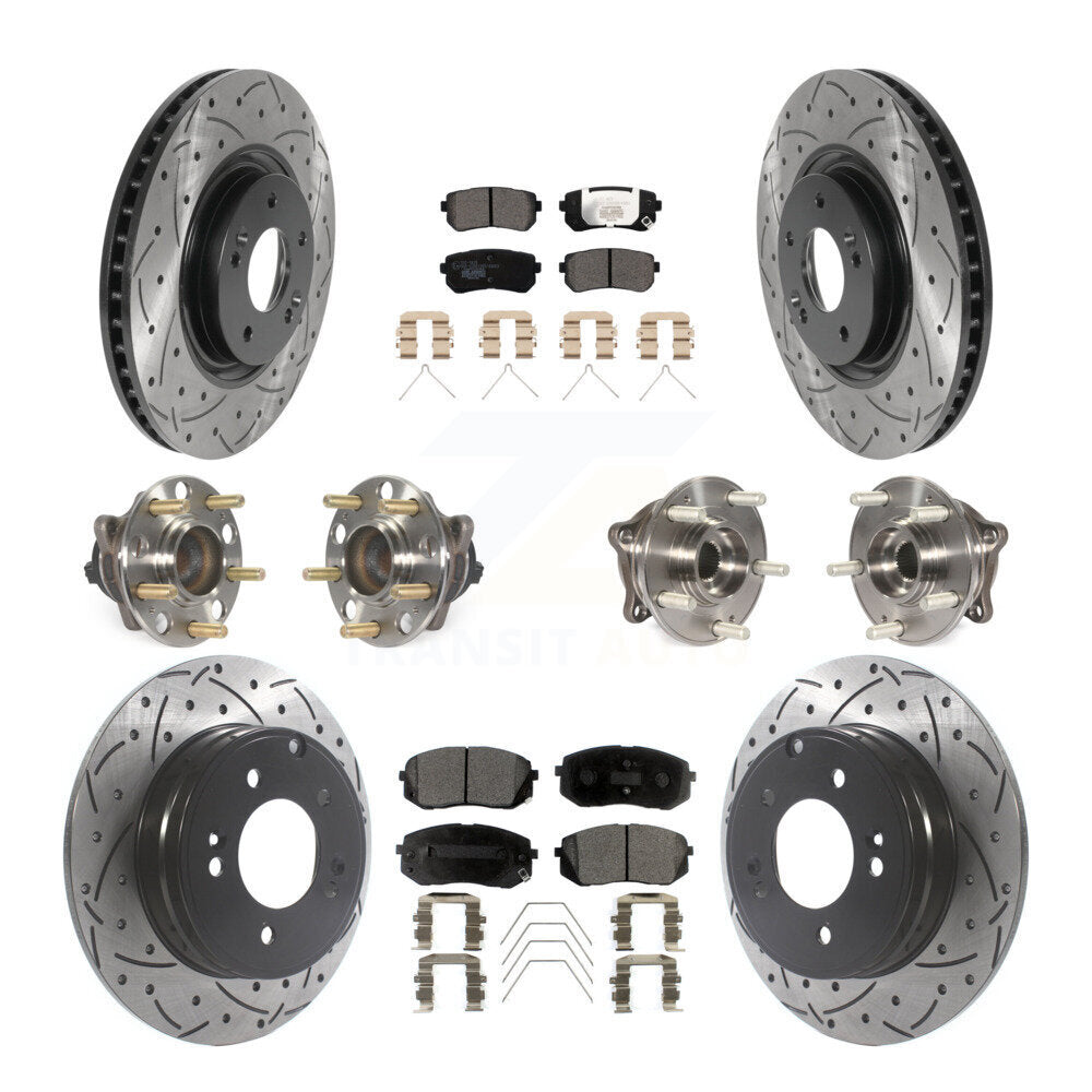Kit de rotor et de plaquettes de frein à disque revêtus de roulement de moyeu avant et arrière (10 pièces) pour Kia Optim