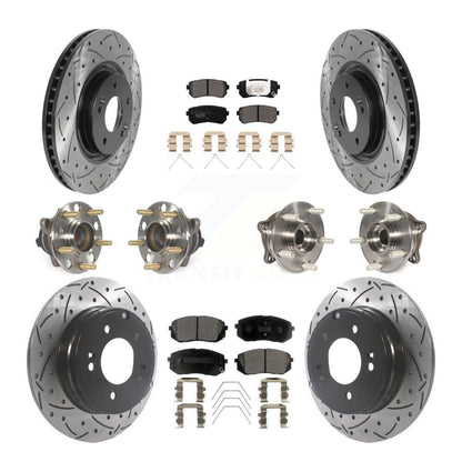 Kit de rotor et de plaquettes de frein à disque revêtus de roulement de moyeu avant et arrière (10 pièces) pour Kia Optim