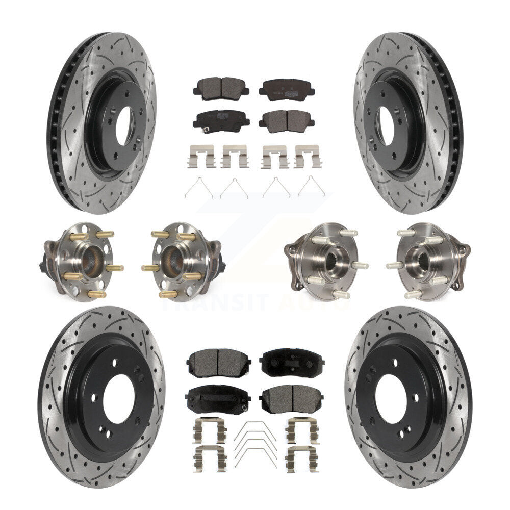 Kit de rotor et de plaquettes de frein à disque revêtus de roulement de moyeu avant et arrière (10 pièces) pour Kia Optim