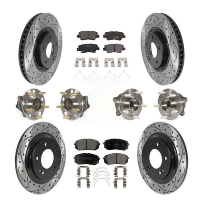 Kit de rotor et de plaquettes de frein à disque revêtus de roulement de moyeu avant et arrière (10 pièces) pour Kia Optim