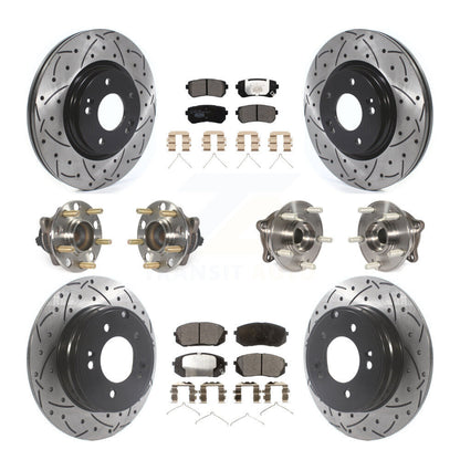 Kit de rotor et de plaquettes de frein à disque revêtus de roulement de moyeu avant et arrière (10 pièces) pour Kia Optim