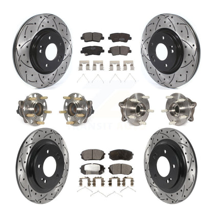 Kit de rotor et de plaquettes de frein à disque revêtus de roulement de moyeu avant et arrière (10 pièces) pour Kia Optim