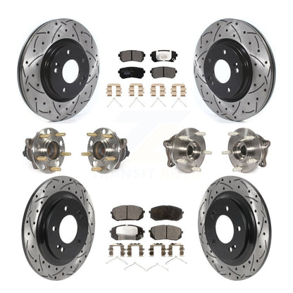 Kit de rotor et de plaquettes de frein à disque revêtus de roulement de moyeu avant et arrière (10 pièces) pour Kia Optim