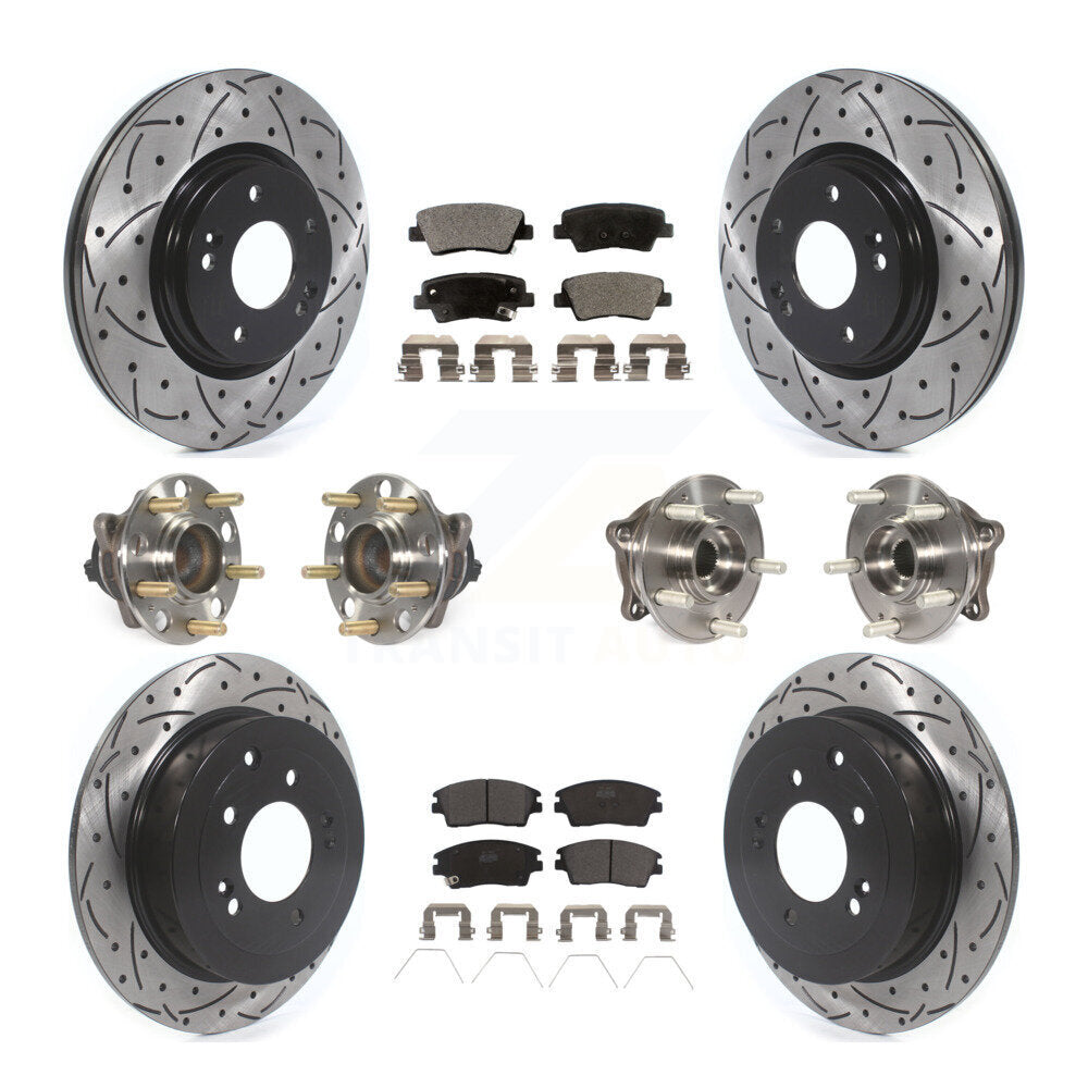 Kit de plaquettes de rotor de frein enduites de roulement de moyeu avant et arrière (10 pièces) pour Hyundai Tucson Ki