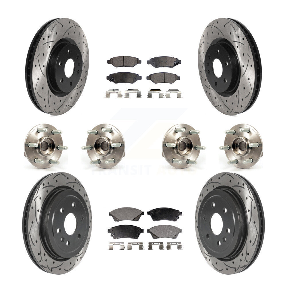 Kit de rotor et de plaquettes de frein revêtus de roulement de moyeu avant et arrière (10 pièces) pour Cadillac SRX Saa