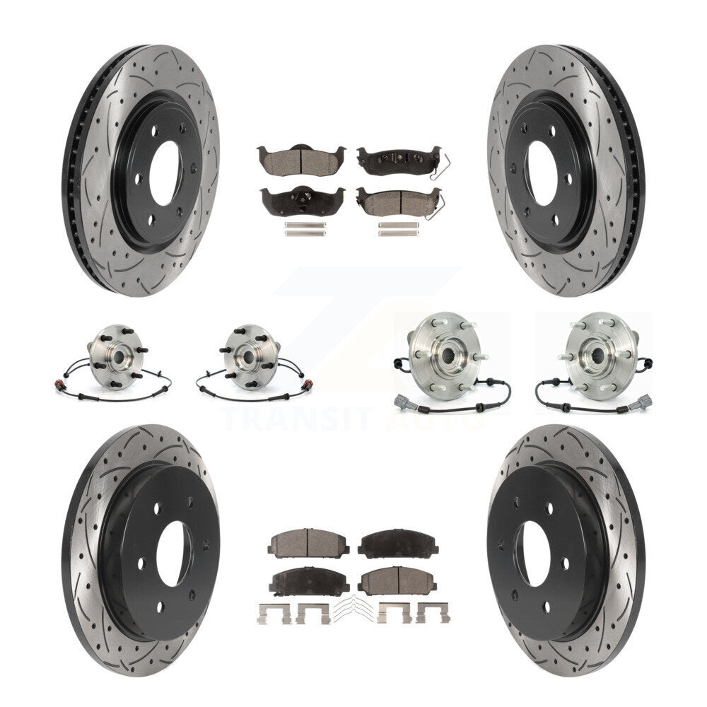 Kit de plaquettes de rotor de frein enduites de roulement de moyeu avant et arrière (10 pièces) pour Nissan Armada QX5