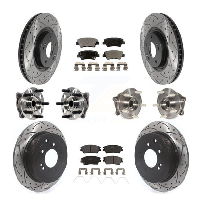 Kit de rotor et de plaquettes de frein à disque revêtus de roulement de moyeu avant et arrière (10 pièces) pour Kia Sportag