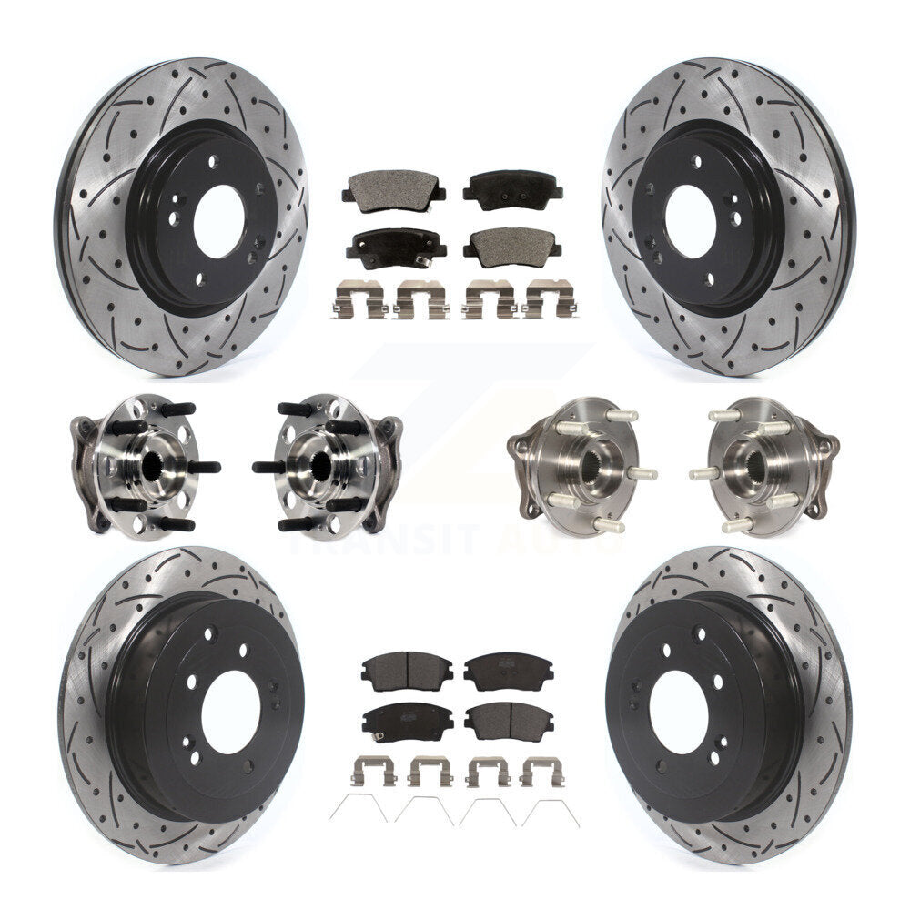 Kit de plaquettes de rotor de frein enduites de roulement de moyeu avant et arrière (10 pièces) pour Hyundai Tucson Ki