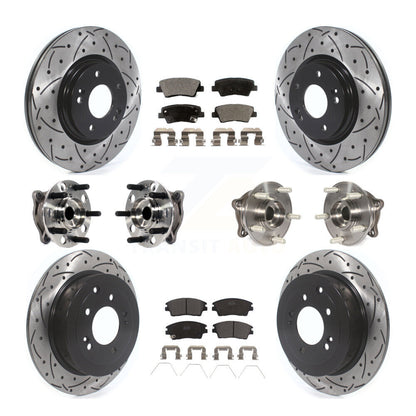 Kit de plaquettes de rotor de frein enduites de roulement de moyeu avant et arrière (10 pièces) pour Hyundai Tucson Ki
