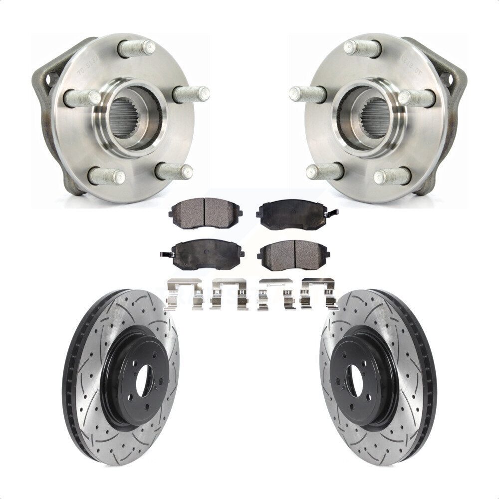 Ensemble de roulements de moyeu avant, fente de perçage, Kit de plaquettes de Rotor de frein pour Subaru Legac
