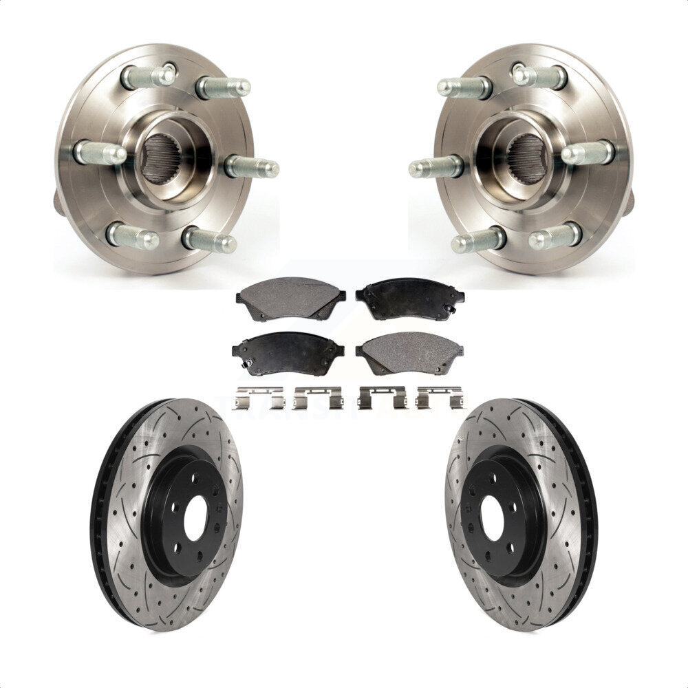 Kit de plaquettes de Rotor de frein, roulement de moyeu avant, fente de perçage, pour Cadillac SRX Saab 9-4