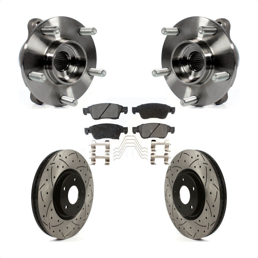 Ensemble de roulement de moyeu avant, Kit de plaquettes de Rotor de frein à fente percée pour INFINITI G35 Q6