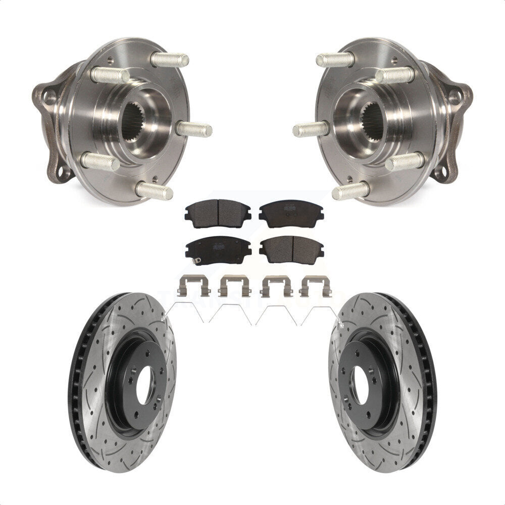 Kit de plaquettes de Rotor de frein, ensemble de roulements de moyeu avant, fente de perçage, pour Kia Sportag