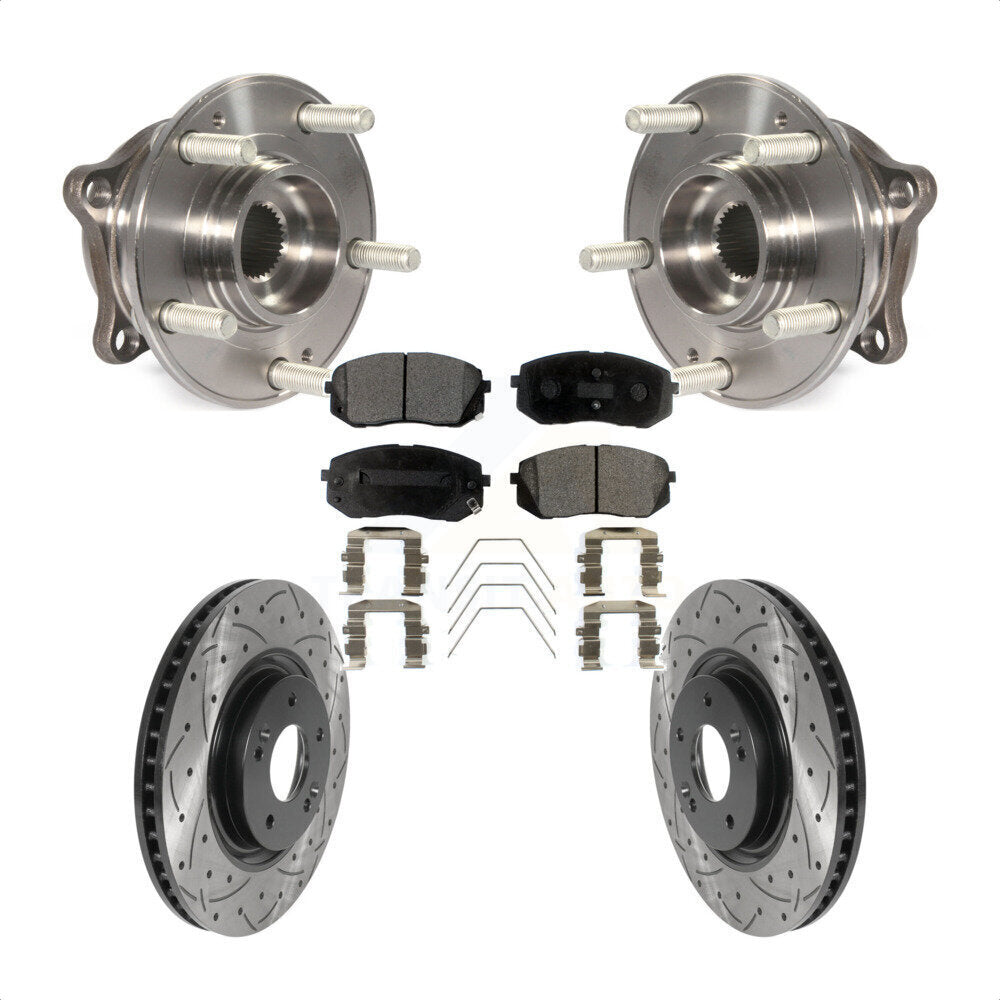 Kit de plaquettes de Rotor de frein, roulement de moyeu avant, fente percée, pour Hyundai Sonata Kia Optim