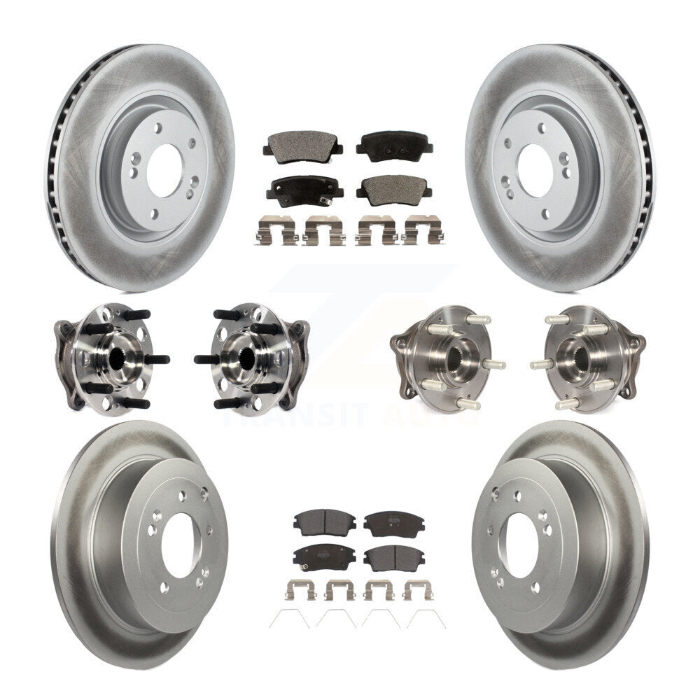 Kit de rotor et de plaquettes de frein à disque revêtus de roulement de moyeu avant et arrière (10 pièces) pour Kia Sportag
