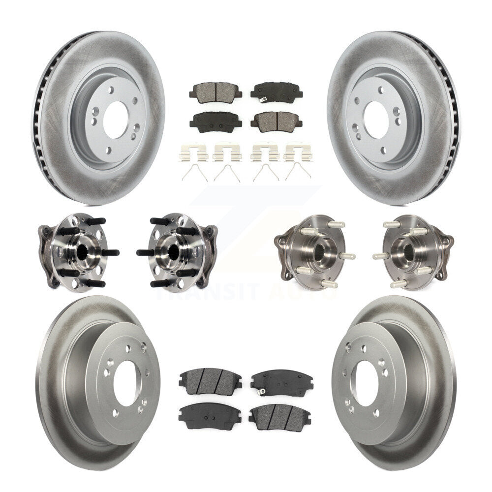Kit de rotor et de plaquettes de frein à disque revêtus de roulement de moyeu avant et arrière (10 pièces) pour Kia Sportag
