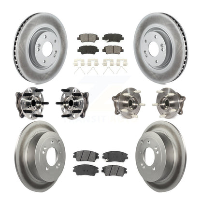 Kit de rotor et de plaquettes de frein à disque revêtus de roulement de moyeu avant et arrière (10 pièces) pour Kia Sportag