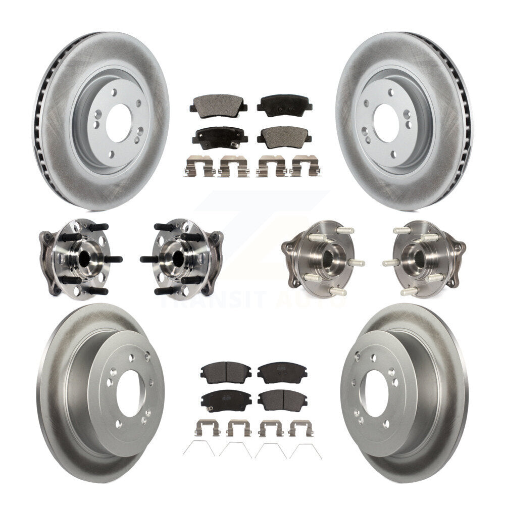 Kit de rotor et de plaquettes de frein à disque revêtus de roulement de moyeu avant et arrière (10 pièces) pour Kia Sportag