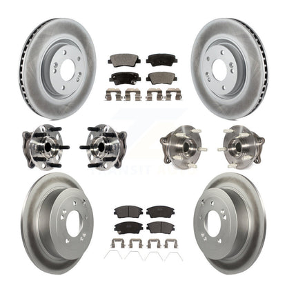 Kit de rotor et de plaquettes de frein à disque revêtus de roulement de moyeu avant et arrière (10 pièces) pour Kia Sportag