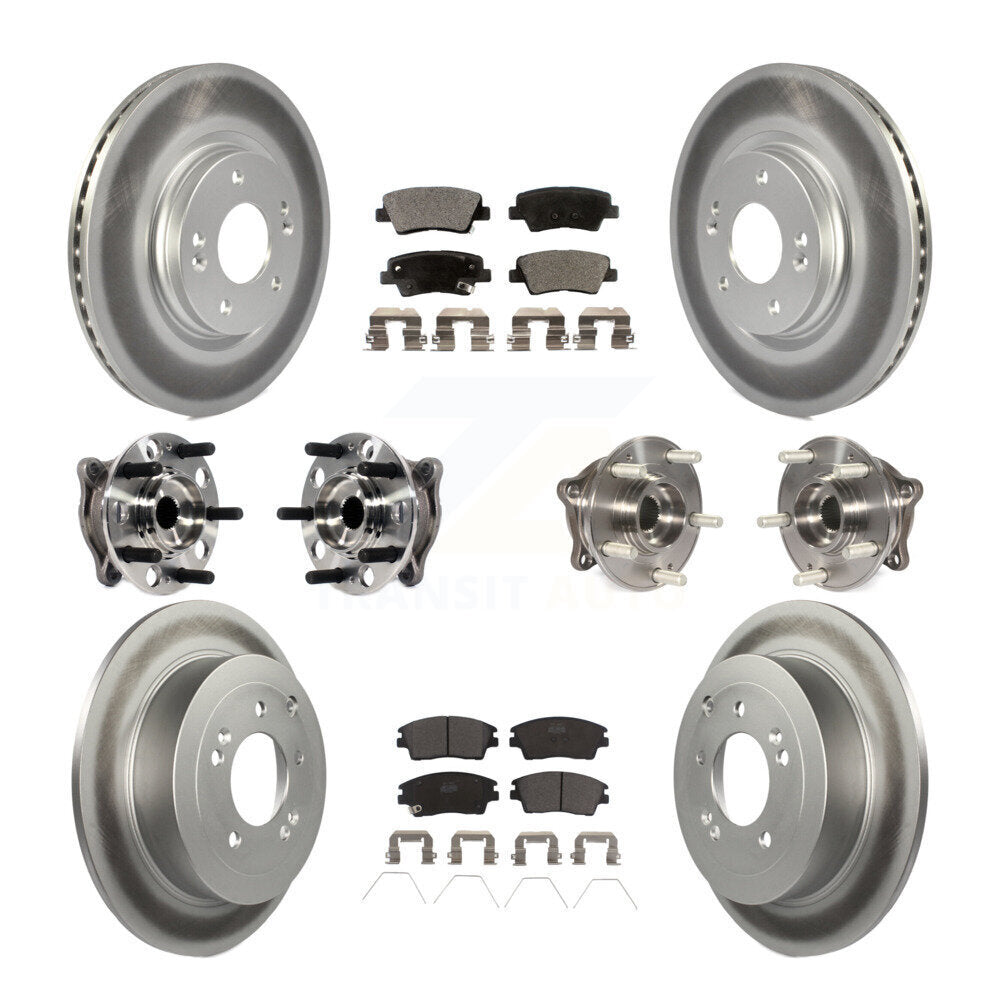 Kit de plaquettes de rotor de frein enduites de roulement de moyeu avant et arrière (10 pièces) pour Hyundai Tucson Ki