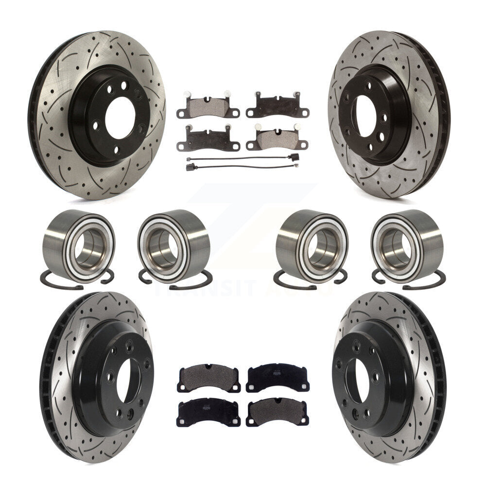 Kit de rotors et plaquettes de frein à disque revêtus de roulements avant et arrière (10 pièces) pour Porsche Cayenn