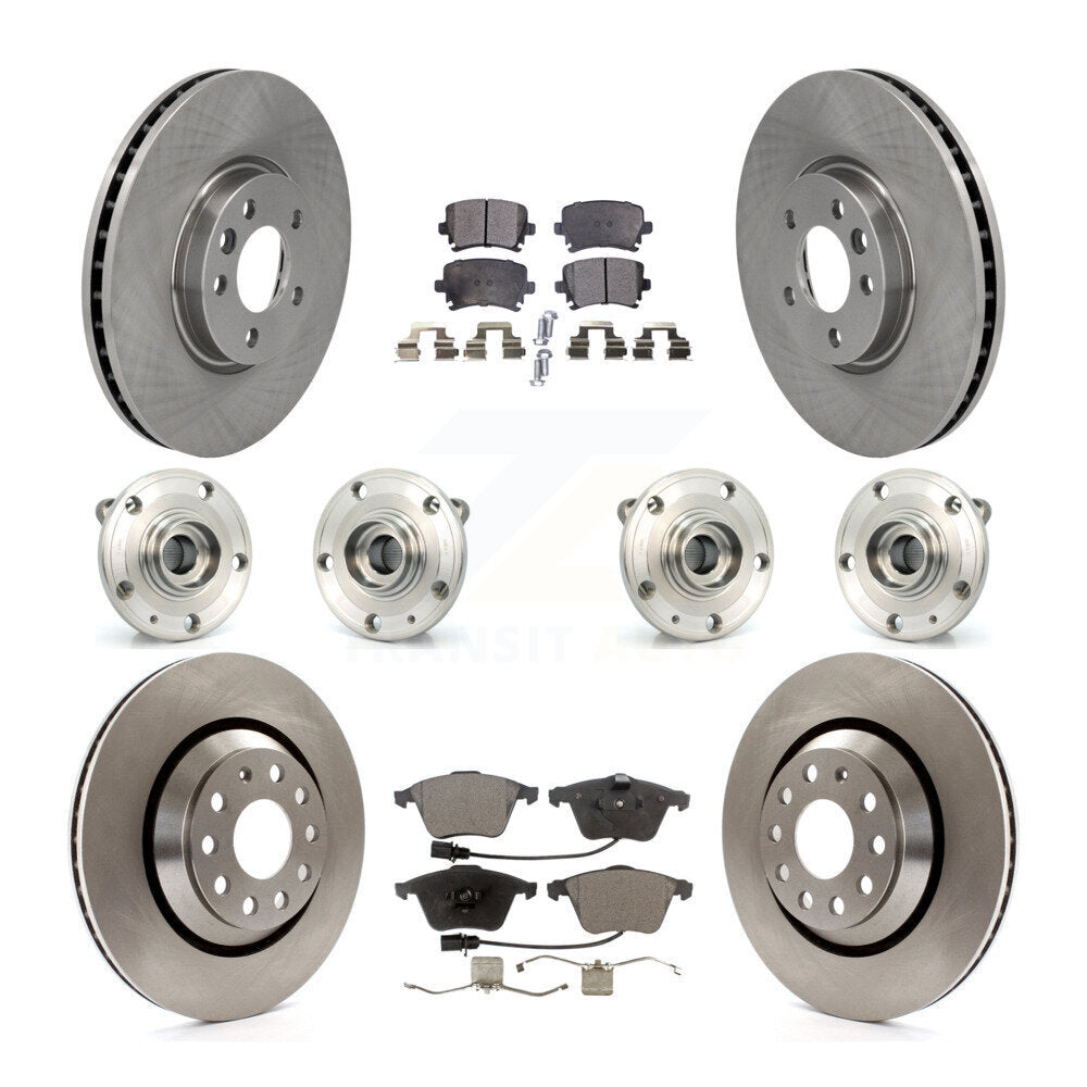 Kit de rotors et plaquettes de frein à disque, roulements de moyeu avant et arrière (10 pièces) pour Volkswagen CC