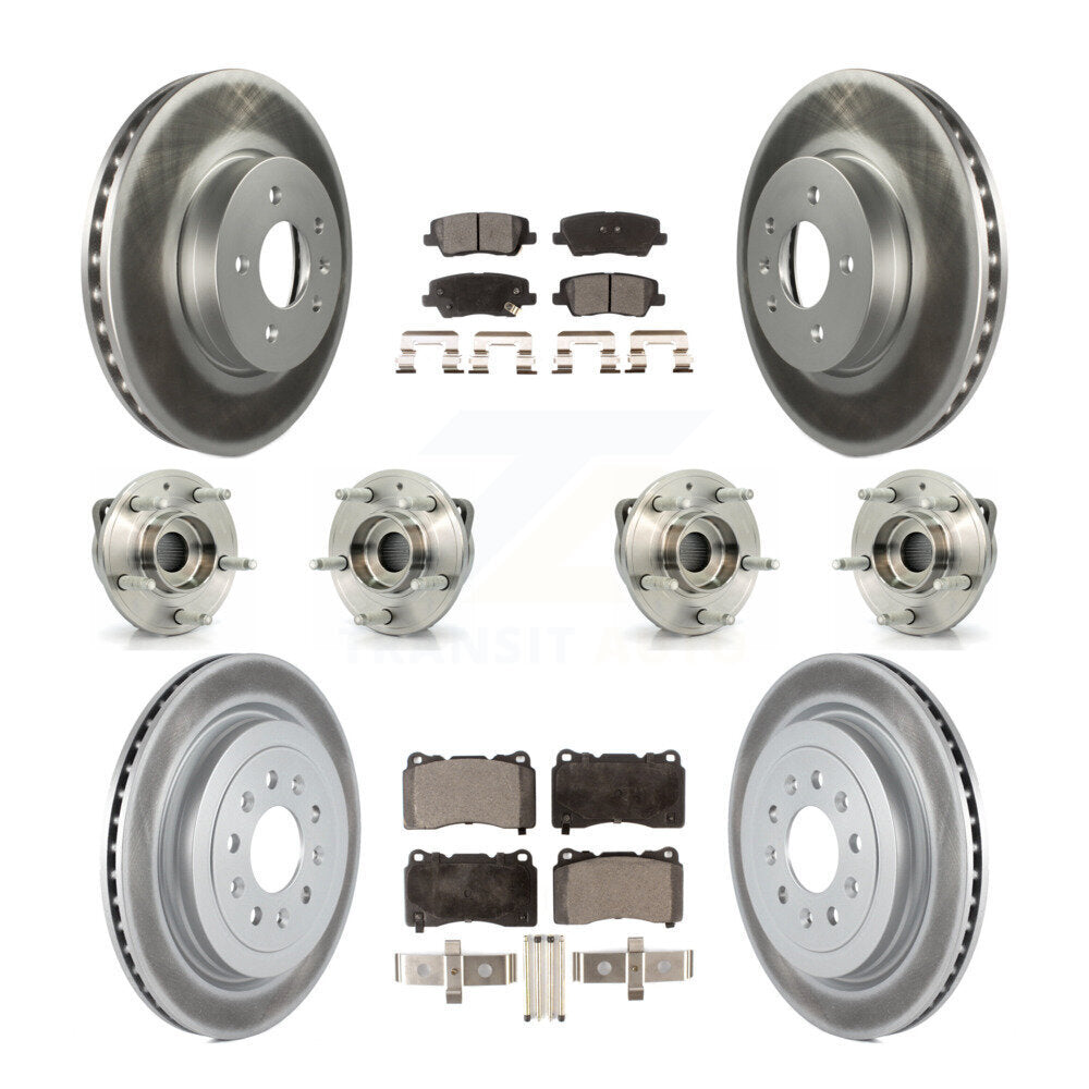 Kit de rotors et plaquettes de frein revêtus de roulement de moyeu avant et arrière (10 pièces) pour Cadillac ATS AW
