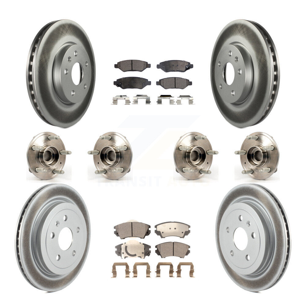 Kit de rotors et plaquettes de frein revêtus de roulement de moyeu avant et arrière (10 pièces) pour Chevrolet Camar